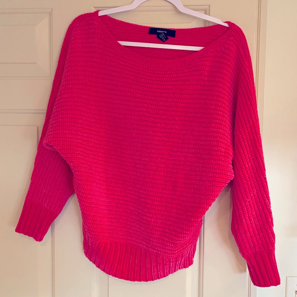 Forever 21 pink chenille batwing sleeve sweater, size small